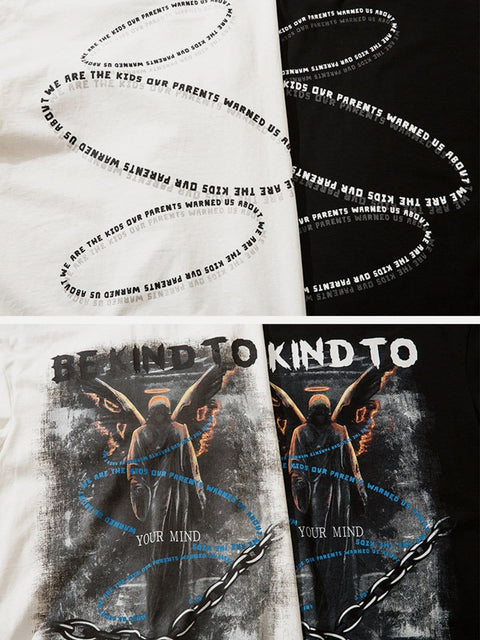 Angel Letter Graphic Tee - Anagoc