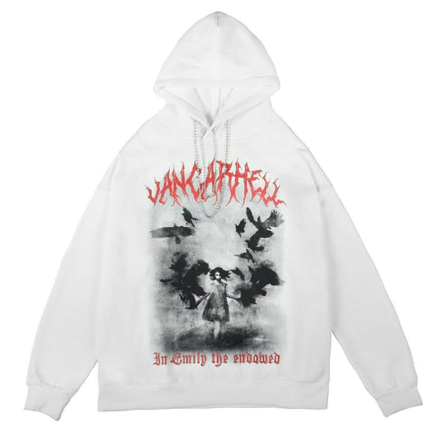 Dark Raven Girl Print Hoodies - Anagoc