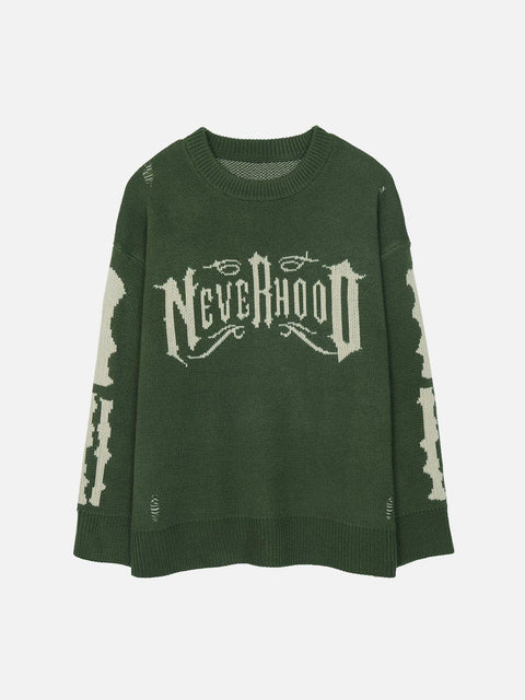 Fire Cross Letters Sweater - Anagoc