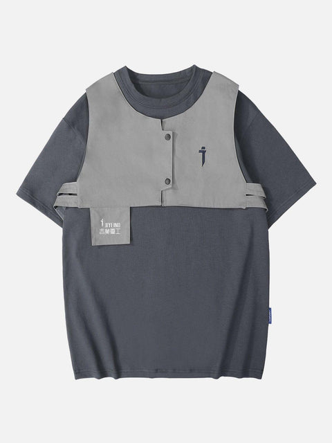Detachable Vest Embroidery Tee - Anagoc