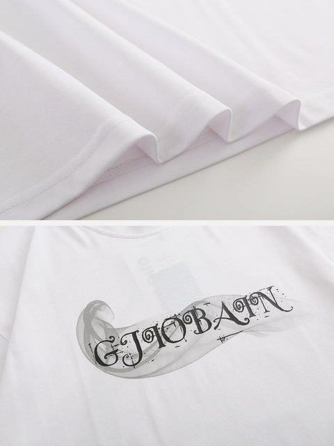 Smoking Skeleton Print Tee - Anagoc