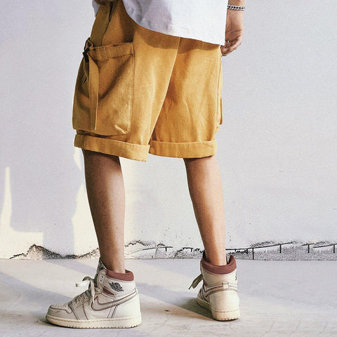 Drawstring Pocket Embroidery Shorts - Anagoc