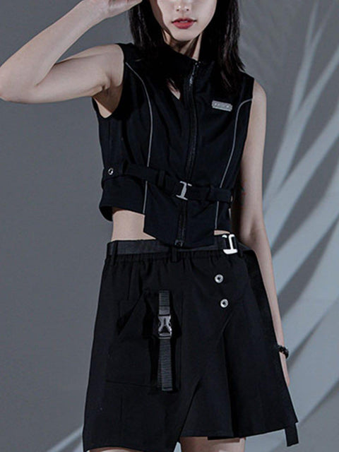 Reflective Strip Zip Up Vest - Anagoc