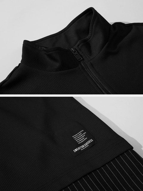 Stripe Fake Two Sweatshirt - Anagoc