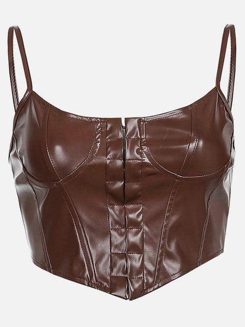 Breasted Corset PU Vest - Anagoc