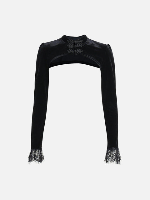 Sexy Hollow Lace Long Sleeve T Shirts - Anagoc