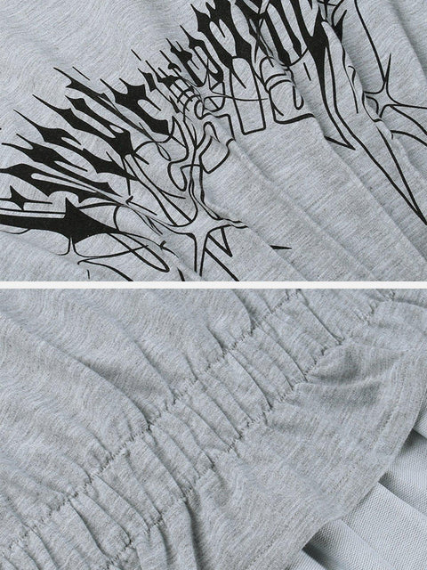 Gothic Letters Graffiti Cropped Hoodie - Anagoc