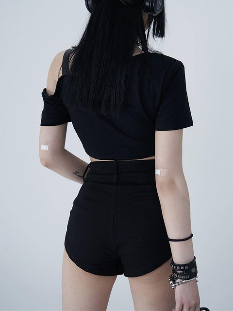 Asymmetrical Patchwork Short Sleeve Shirts - Anagoc