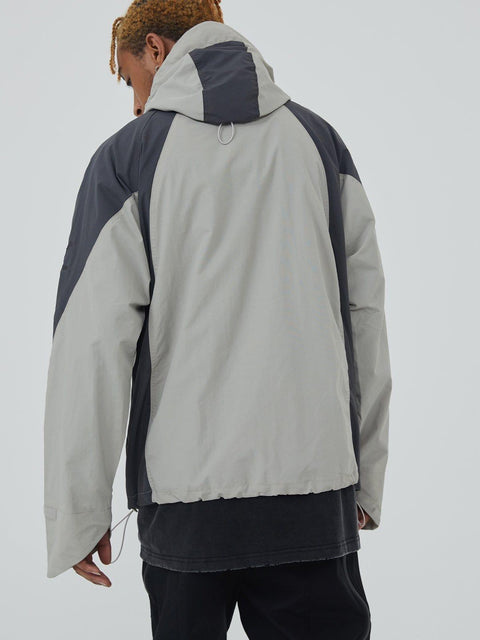 Patchwork Big Pocket Zip Up Jacket - Anagoc
