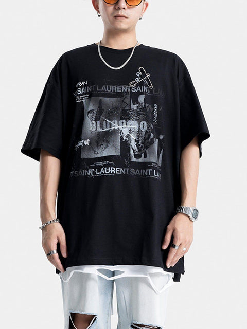 Paper Clip Skeleton Graphic Tee - Anagoc