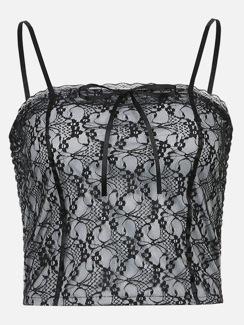 Sexy Lace Bow Tie Vest - Anagoc