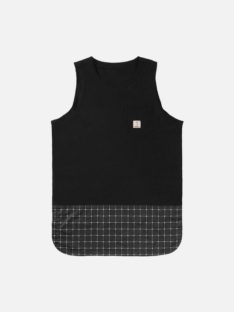 Patchwork Bottom Plaid Vest - Anagoc