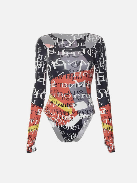 Letters Graffiti Hollow Jumpsuit - Anagoc