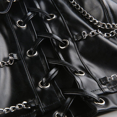 Gothic Chain Straps Hollowout Vest - Anagoc