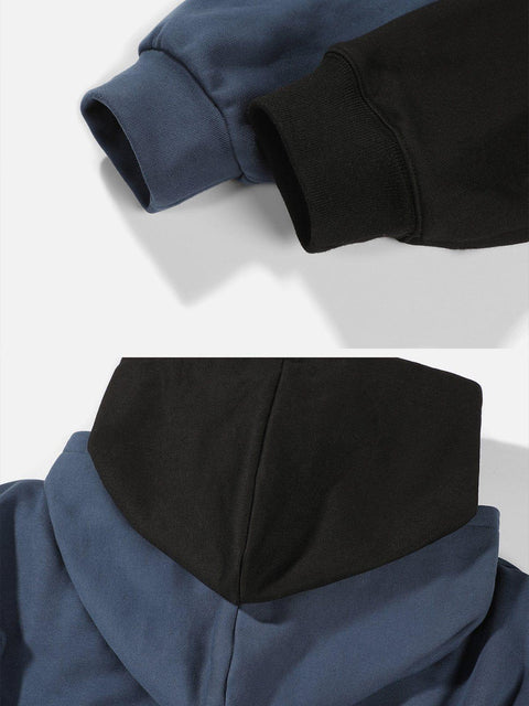 Patchwork Sleeve Fake Two Hoodie - Anagoc