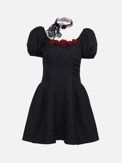 Rose Stereoscopic Dress - Anagoc