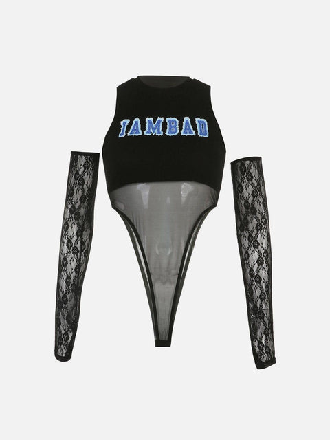 Mesh Patchwork Jumpsuit - Anagoc