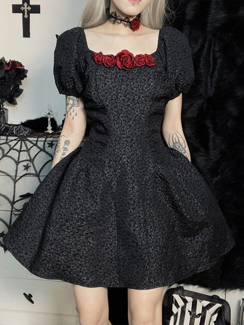 Rose Stereoscopic Dress - Anagoc