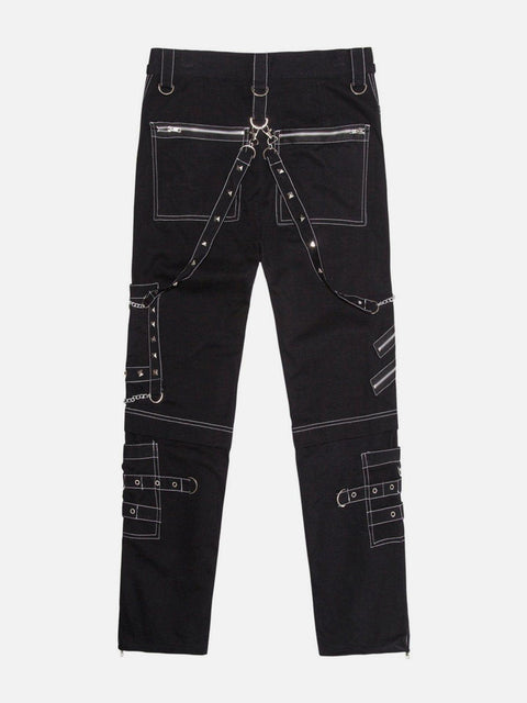 Punk Open Thread Chain Pants - Anagoc