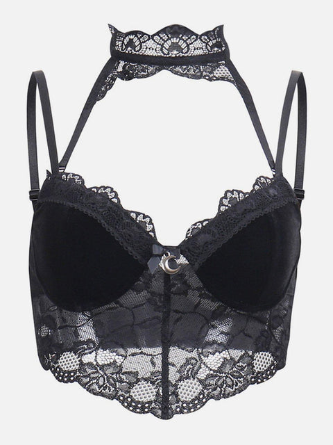 Sexy Lace Mesh Moon Suspender Vest - Anagoc