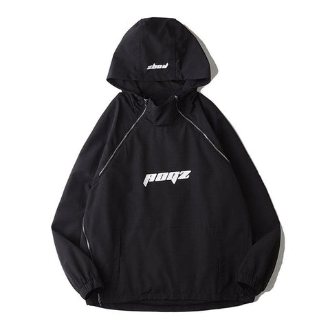 Techwear Half Zipper Print Jacket - Anagoc