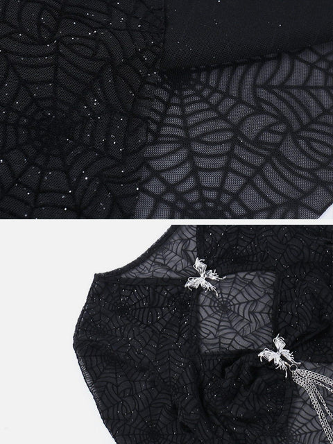 Chain Hollow Spider Web Dress - Anagoc