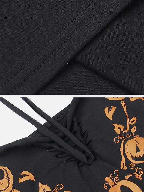 Halloween Pumpkin Print Vest - Anagoc
