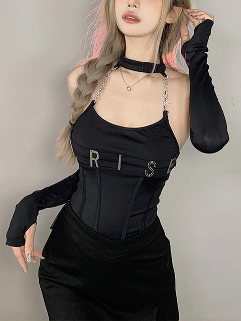 Sexy Chain Long Sleeve T Shirts - Anagoc