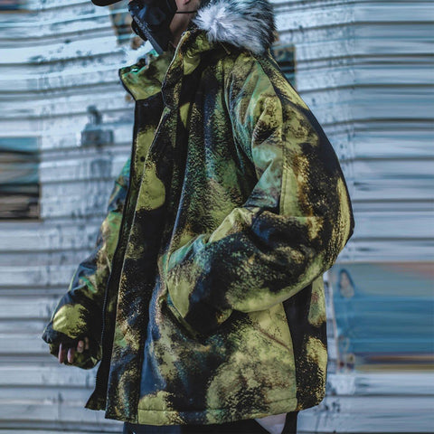Fur Collar Camouflage Winter Coat - Anagoc