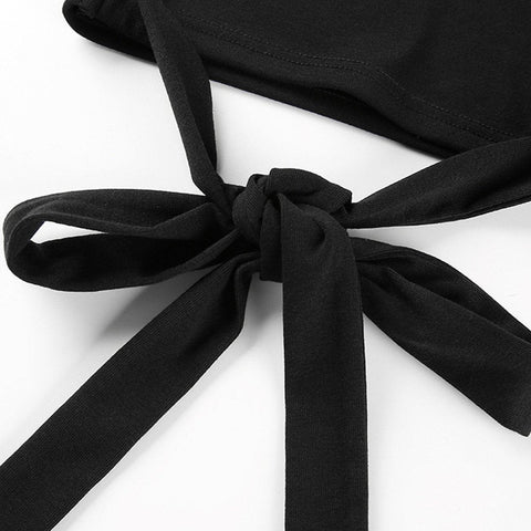 Sexy Straps Navel Long Sleeve T Shirt - Anagoc