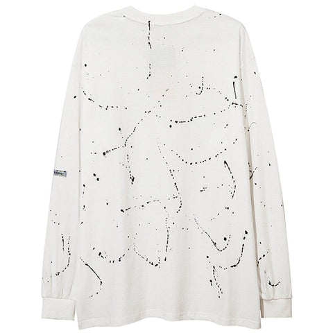 Splash Ink Necklace Letters Print Sweatshirt - Anagoc