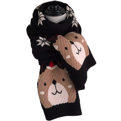 Fawn Snowflake Christmas Knit Scarf - Anagoc