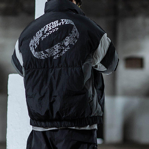 Combat Color Block Stand Winter Down Coat - Anagoc