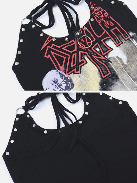 Gothic Print Studs Vest - Anagoc