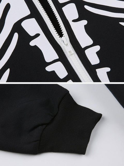 Butterfly Skeleton Print Hoodie - Anagoc