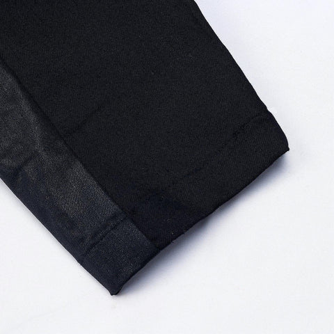 Side Patchwork PU Cargo Pants - Anagoc
