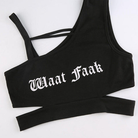 Asymmetric Hollowout Gothic Alphabet Vest - Anagoc