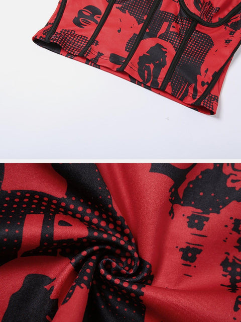 Slim Print Bandeau Vest - Anagoc