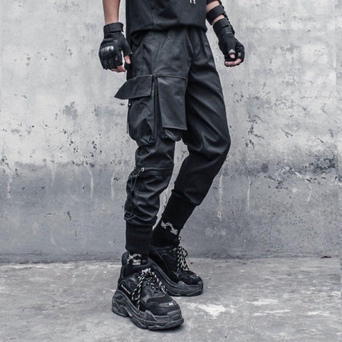 Functional Big Pocket Drawstring Cargo Pants - Anagoc