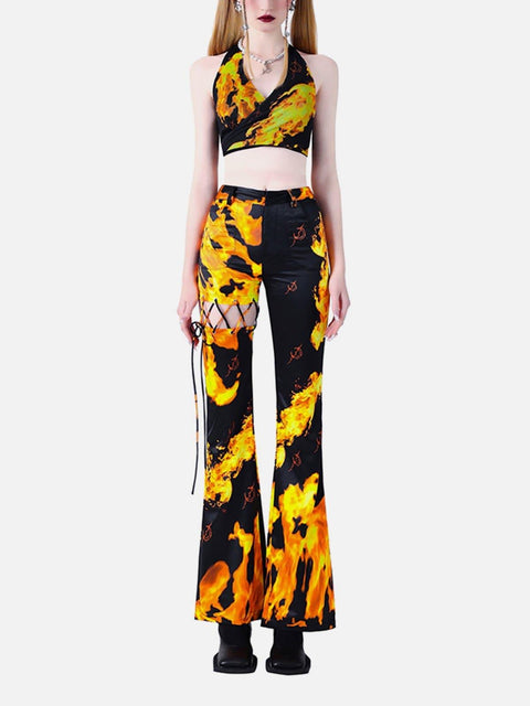 Stereoscopic Flame Print Vest - Anagoc