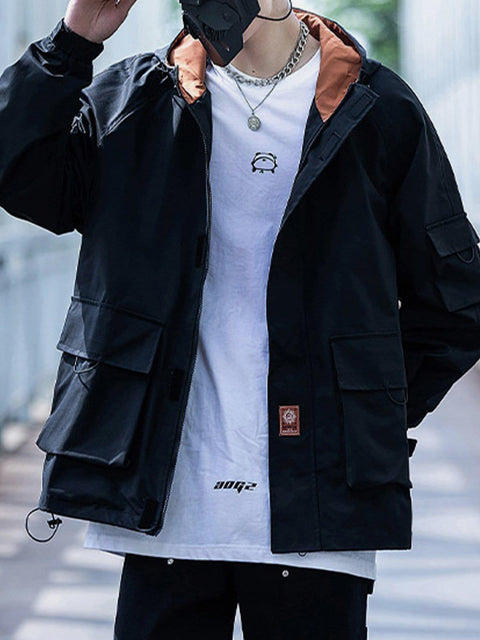 Solid Color Big Pocket Cargo Jacket - Anagoc