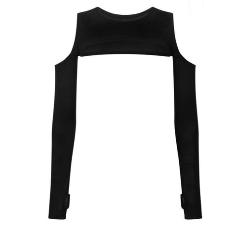 Solid Color Strapless Cropped Long Sleeve Half-shirt - Anagoc