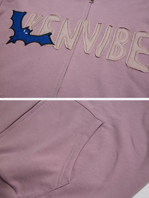 Skeleton Bat Zip Up Hoodie - Anagoc