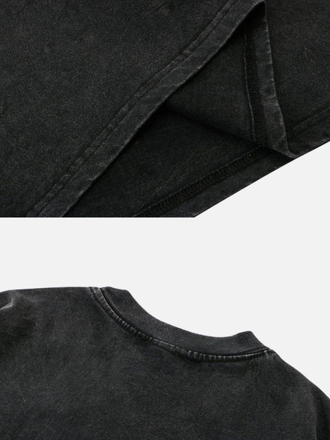 Retro Skull Cat Graphic Tee - Anagoc