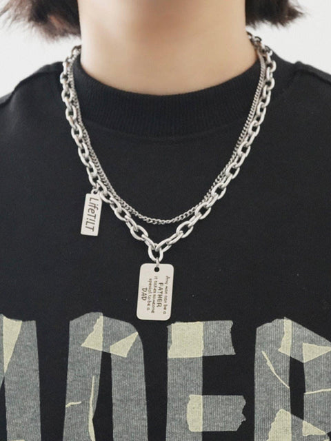Square Letters Double Layer Necklace - Anagoc