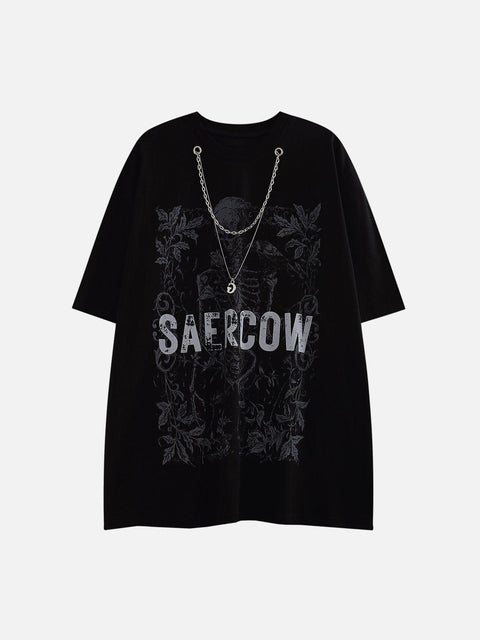 Skull Letter Chain Tee - Anagoc
