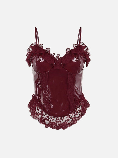 Leather Lace Vest - Anagoc