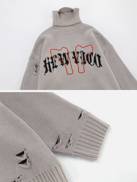 Tassel Pistol Turtleneck Sweater