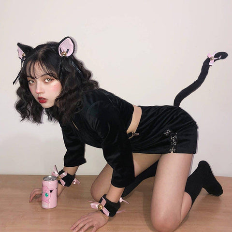 Dark Anime Cosplay Cat Ears Hair Band - Anagoc