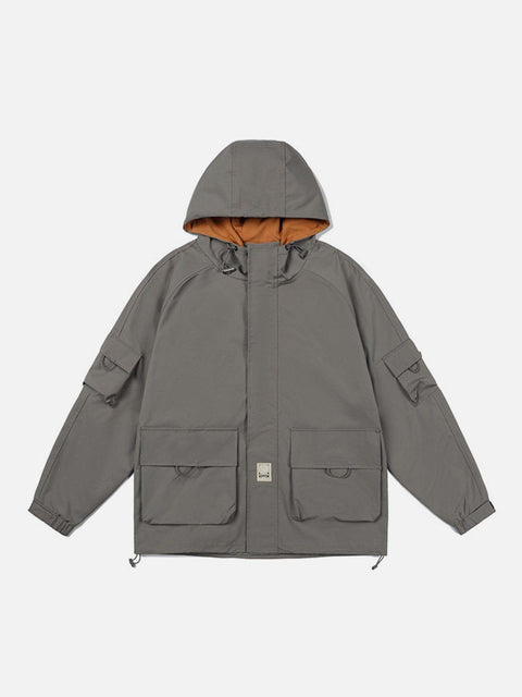 Solid Color Big Pocket Cargo Jacket - Anagoc